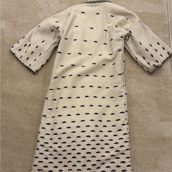 OOK Vintage Designer Wool Beaded Duster in Cream & Black - Picture 4 of 12